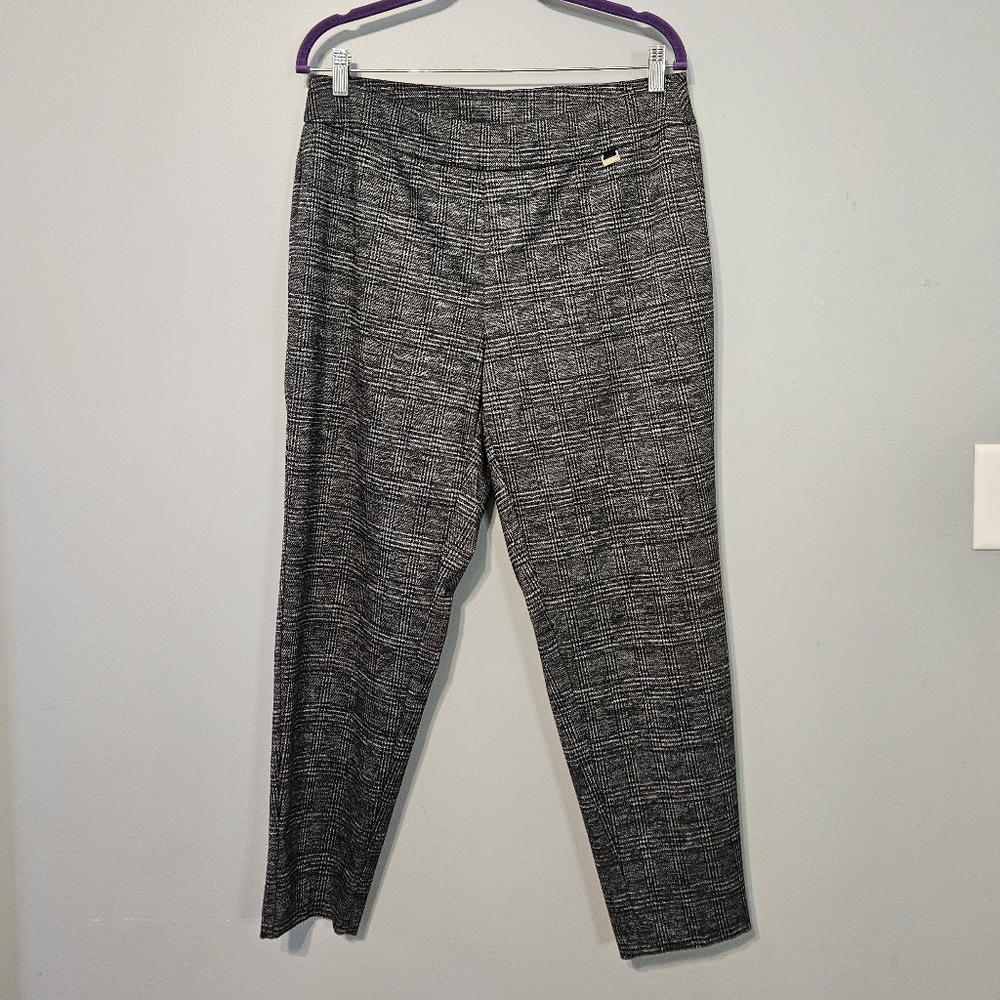 Anne Klein Black and White Textured Pull-On Trousers